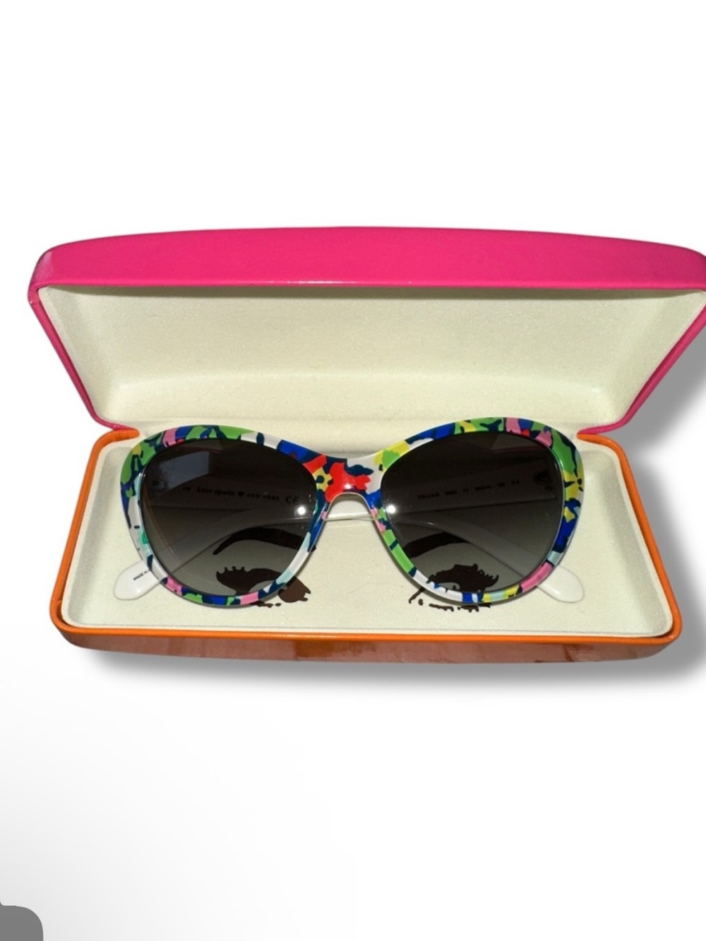 kate spade Multicolor Floral Cat-Eye Sunglasses with Pink Case